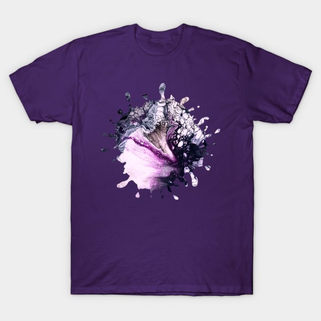 Purple/Grey Acrylic Pour Paint Splash T-Shirt by Designs_by_KC